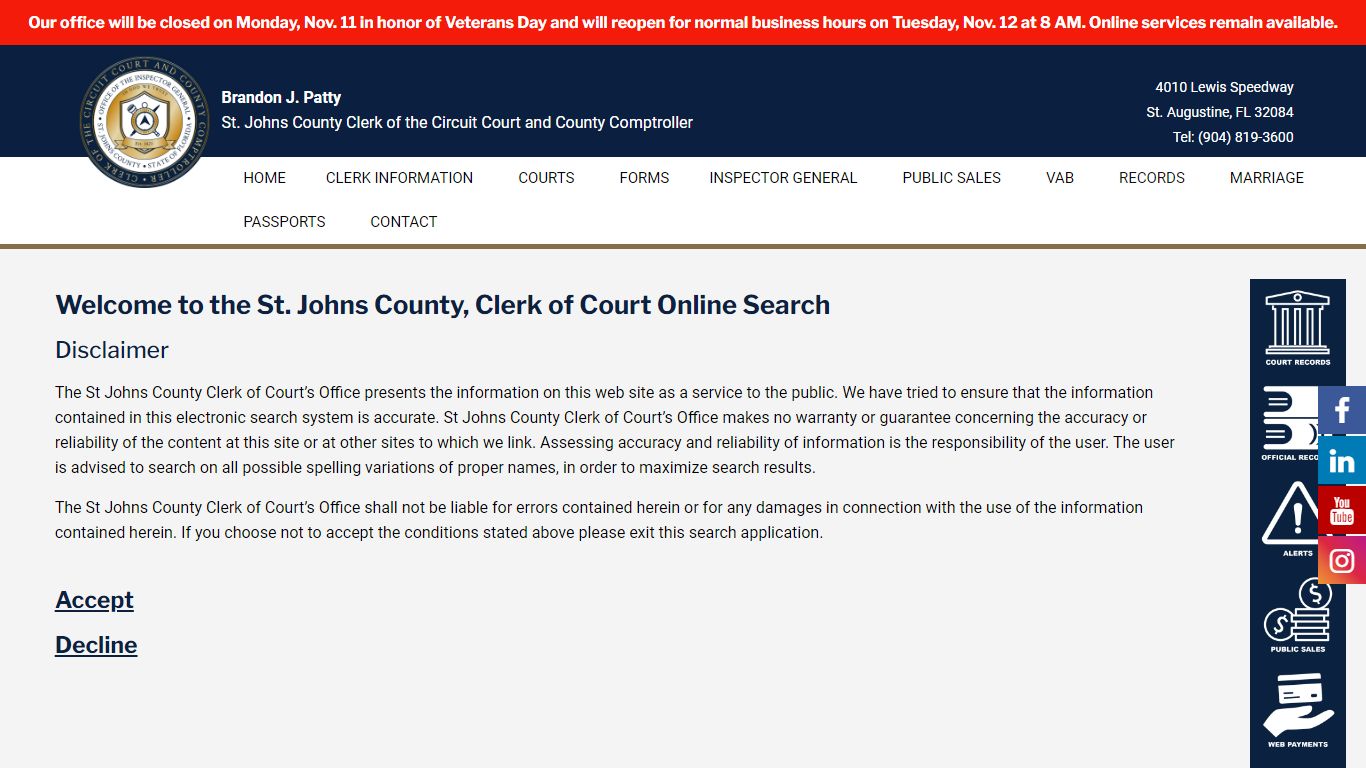 Records - Saint Johns County Clerk of Courts - St. Johns, FL