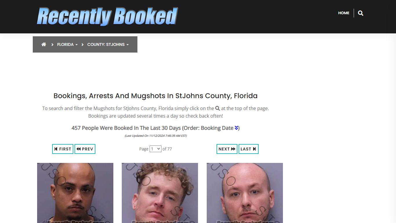 Bookings, Arrests and Mugshots in StJohns County, Florida - Recently Booked