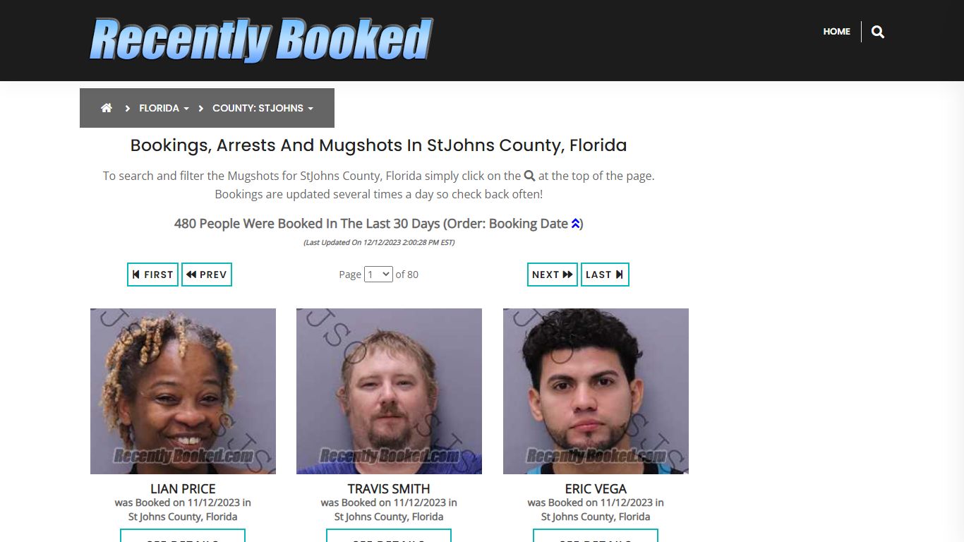 Recent bookings, Arrests, Mugshots in StJohns County, Florida